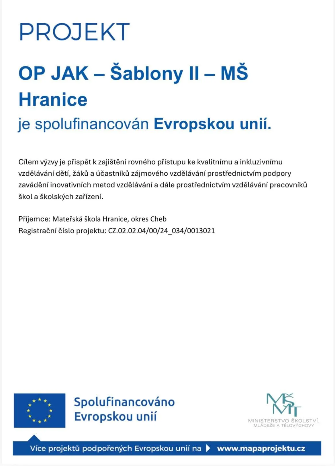 OP JAK - Šablony II - MŠ
